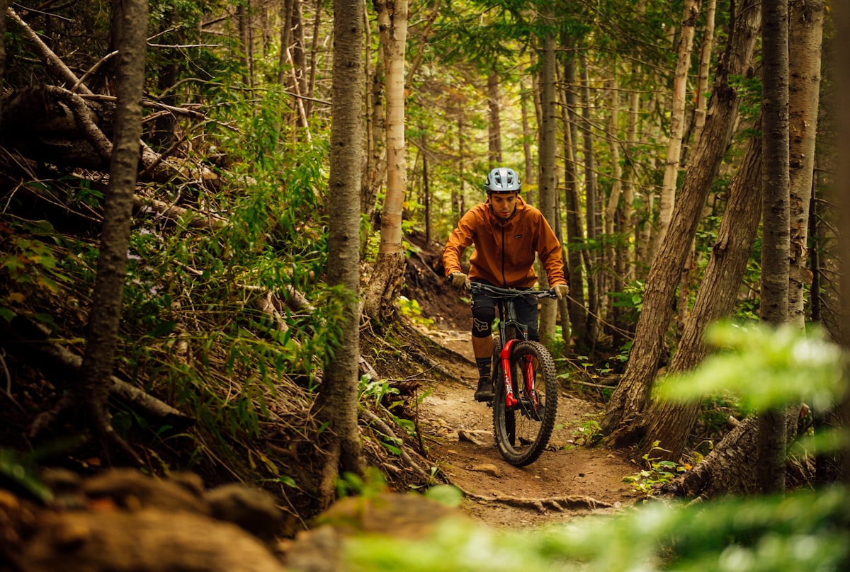 Riding a Riche's E-Bike on a trail
