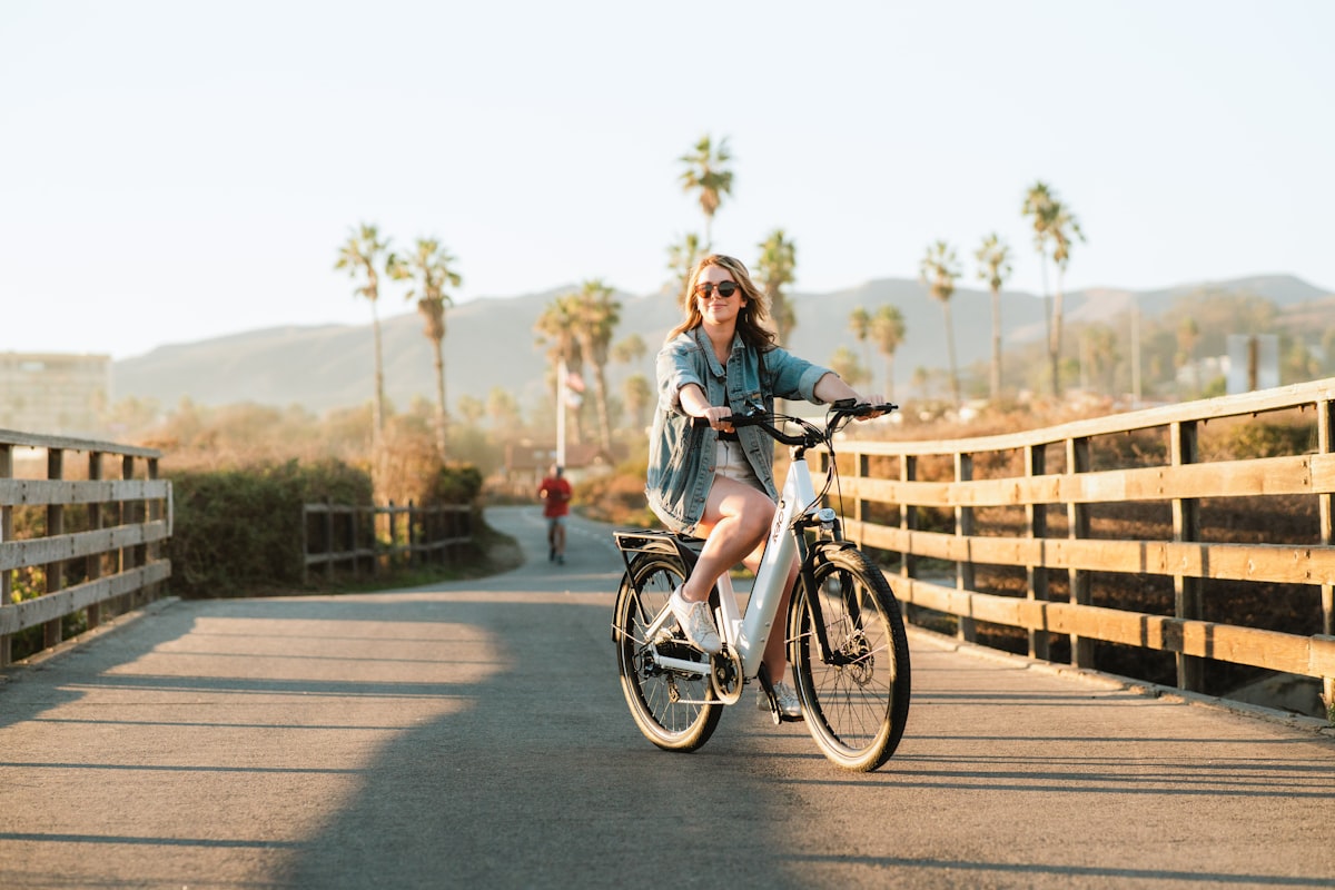Riding a Riche's E-Bike by the coast